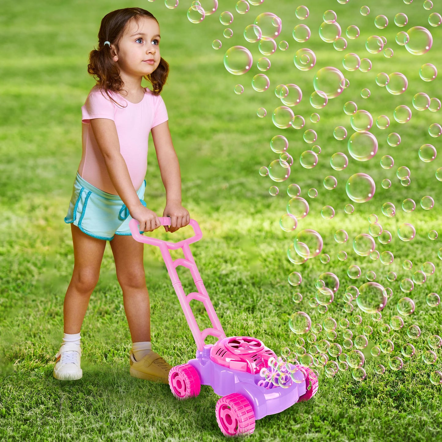 ArtCreativity Bubble Lawn Mower for Toddlers 1-3, Kids Bubble Machine for 1-Year-Old Girl Gifts, Summer Outdoor Push Gardening Toys for Kids Age 1 2 3+ Birthday Gifts for Preschool Girls