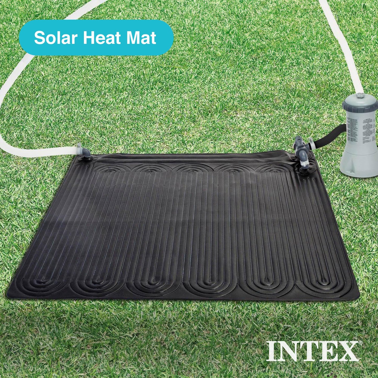 Intex 47 Inch x 47 Inch Solar Pool Heater Mat for 8,000 Gallon Above Ground Pool with Hose Attachment and Bypass Valve, Black (2 Pack)