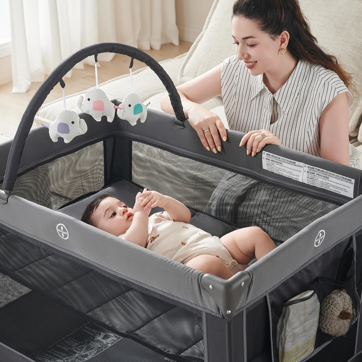 Pamo Babe Portable Playpen Foldable Playard Portable Crib for Baby and Toddlers