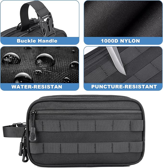 Men's Toiletry Bag, Tactical Inspired Hygiene Shaving Bath Shower Grooming Toiletries Bag for Men Water-resistant Dop Kits for Travel