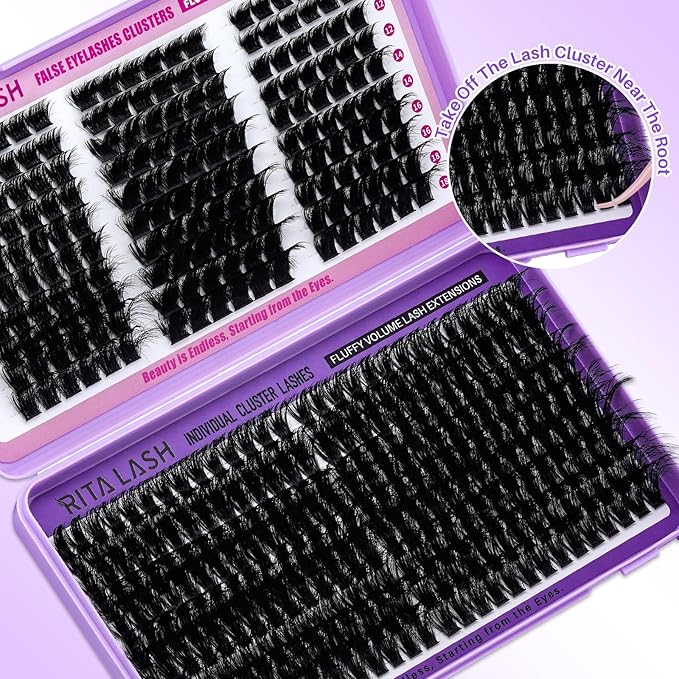 RITALASH Cluster Lashes 460PCS 4 Style Lash Clusters Eyelash Extensions False Eyelashes DIY Wispy Lash Extension Natural Look Individual Lashes(WL Style+150D lash only)