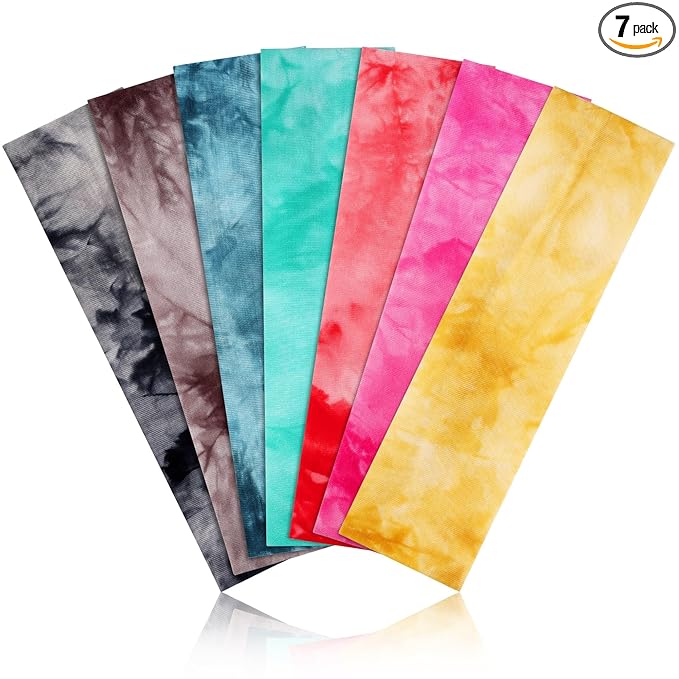 DiyJibb Headbands for Women, Stretchy Non Slip Soft Cotton Cloth Hair Bands for Sports, Workout, Yoga and Running, 7pcs