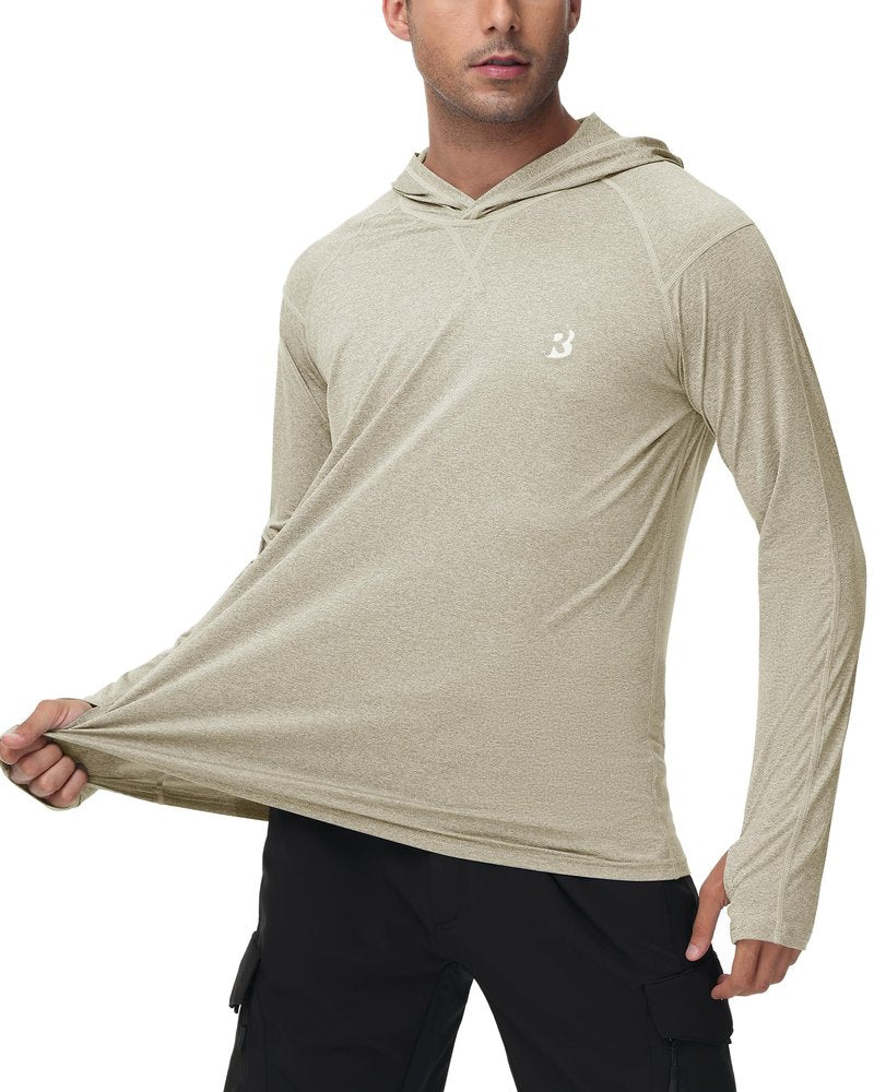 Roadbox Mens UPF 50+ Fishing Shirts, Long Sleeve UV Sun Hoodie, Hiking Running Swim Athletic Workout Shirt