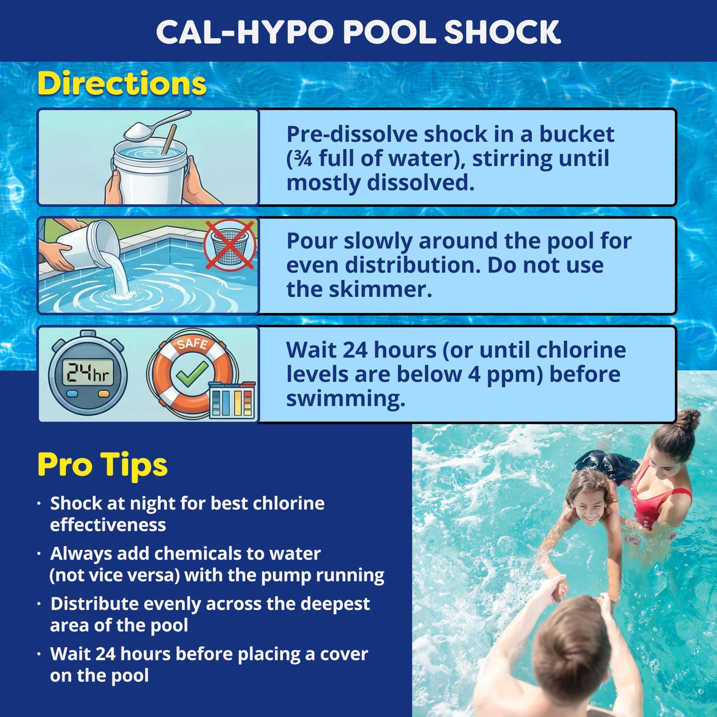 In The Swim Chlorine and Shock Bundle for Sanitizing Swimming Pools – Includes 10 Pound Bucket of 3 Inch Stabilized Chlorine Tablets and 6 x 1 Pound Bags of 68% Cal-Hypo Pool Shock