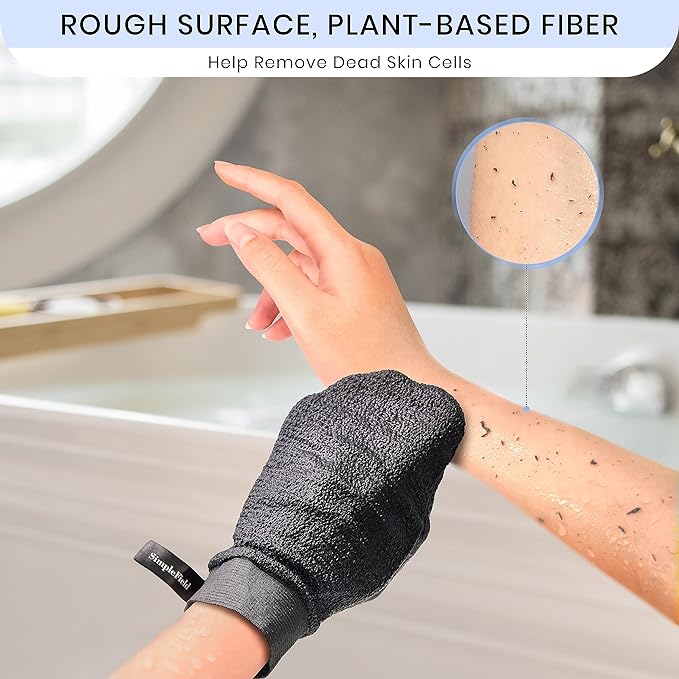 SimpleField Korean Exfoliating Mitt for Remove Dead Skin. 100% Viscose Deep Kessa Exfoliating Glove for Body Scrub, Keratosis Pilaris and Self Tanning Removal. Easily Smooth Skin Surface. (1 Piece)