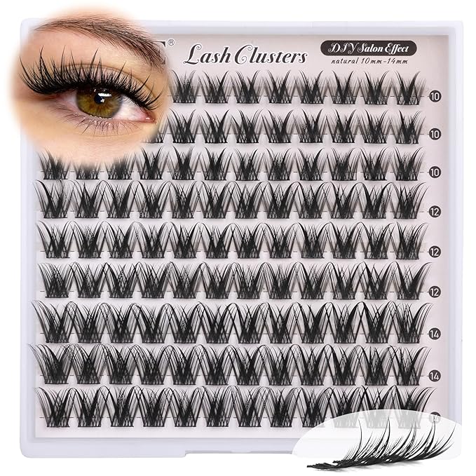 ALICE Lash Clusters Wispy Natural Eyelash Extensions Short 10-14mm Eyelash Clusters Volume Lash Extensions Thin Band DIY Individual Lashes