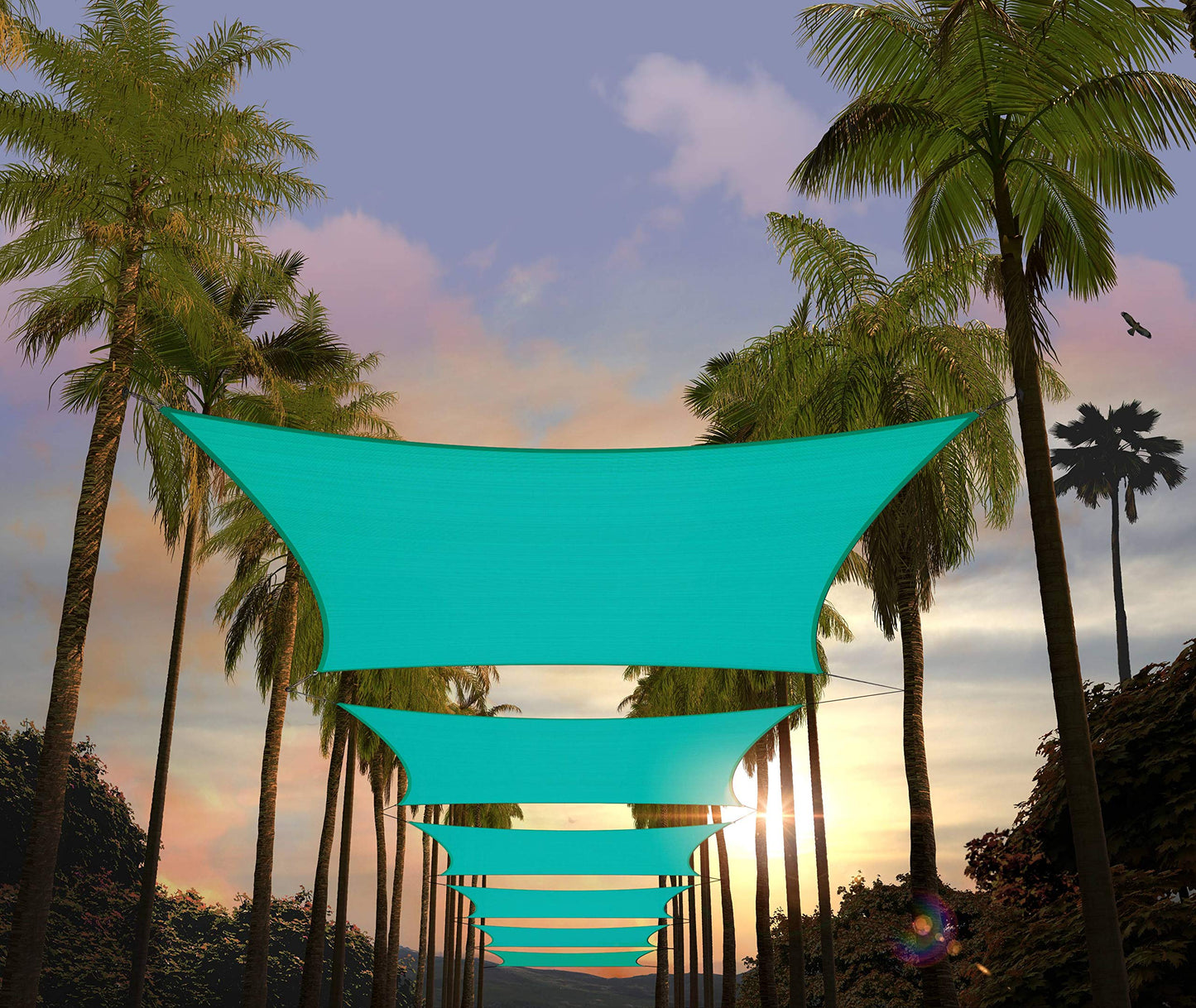 Amgo Custom Size 12' x 18' Turquoise Rectangle Square Sun Shade Sail UPF50+ AGTAPR0816, Order to Make Canopy Awning, 95% UV Blockage, Water & Air Permeable, Commercial and Residential (We Customize)