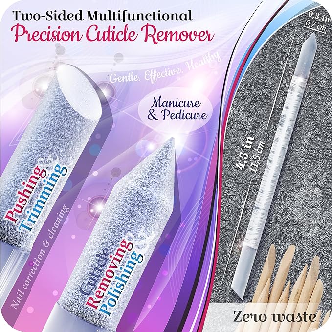 GLADZY Czech Glass Nail File Set with Glass Nail Shiner & Cuticle Pusher– 3 pcs Manicure Kit with Case, Multi-Functional Nano Buffer, Manicure Stick, Etched Crystal File for Natural Nails, Made in EU