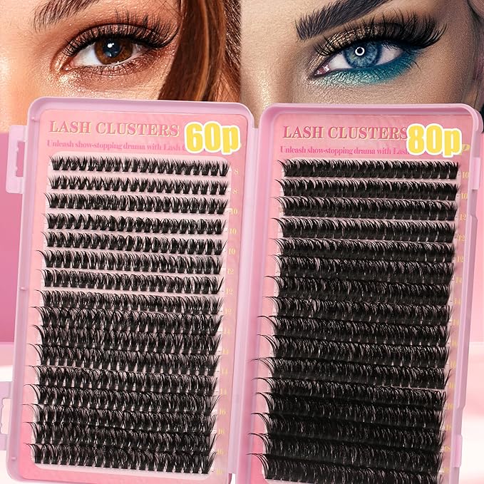 Lash Extension Kit Lash Clusters Kit 640Pcs Volume Eyelash Clusters C Curl Lashes Clusters DIY Cluster Eyelash Extensions With Lash Bond and Seal Lash Tweezers