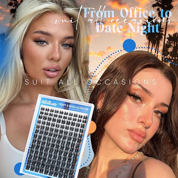 Eyelash Clusters Volume Lash Clusters Manga Spike Individual Lashes D-curly Wispy DIY Lash Extension 10-18MM Cluster Eyelash Extensions by Newcally