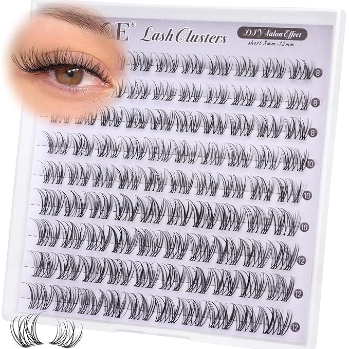 ALICE Natural Short Lash Clusters Invisible Band Wispy Eyelash Clusters 8-12mm Cluster Eyelash Extensions Lash Extensions DIY Individual Lashes