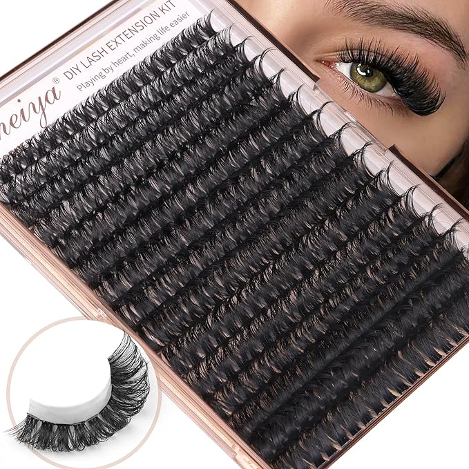 Geeneiya Volume Lash Clusters Eyelash Clusters DIY Lash Extension D Curl Eyelash Extensions,10-14mm Eye Corner Individual Eyelashes and 16-18MM Cluster Lashes