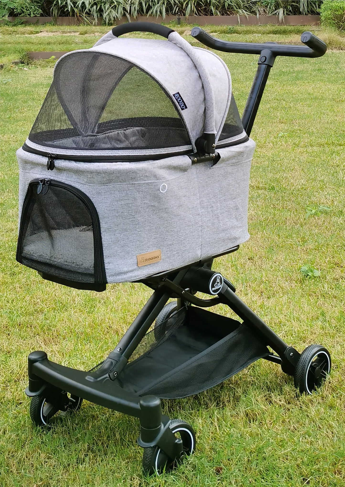 ROODO 2026 Upgraded Version 3 in 1 Dog Cat Stroller with Detachable Carrier Lightweight Folding Portable All Terrain Pet Travel System Puppy Kitty Doggie Bunny Stroller for 30lbs (Light Grey)