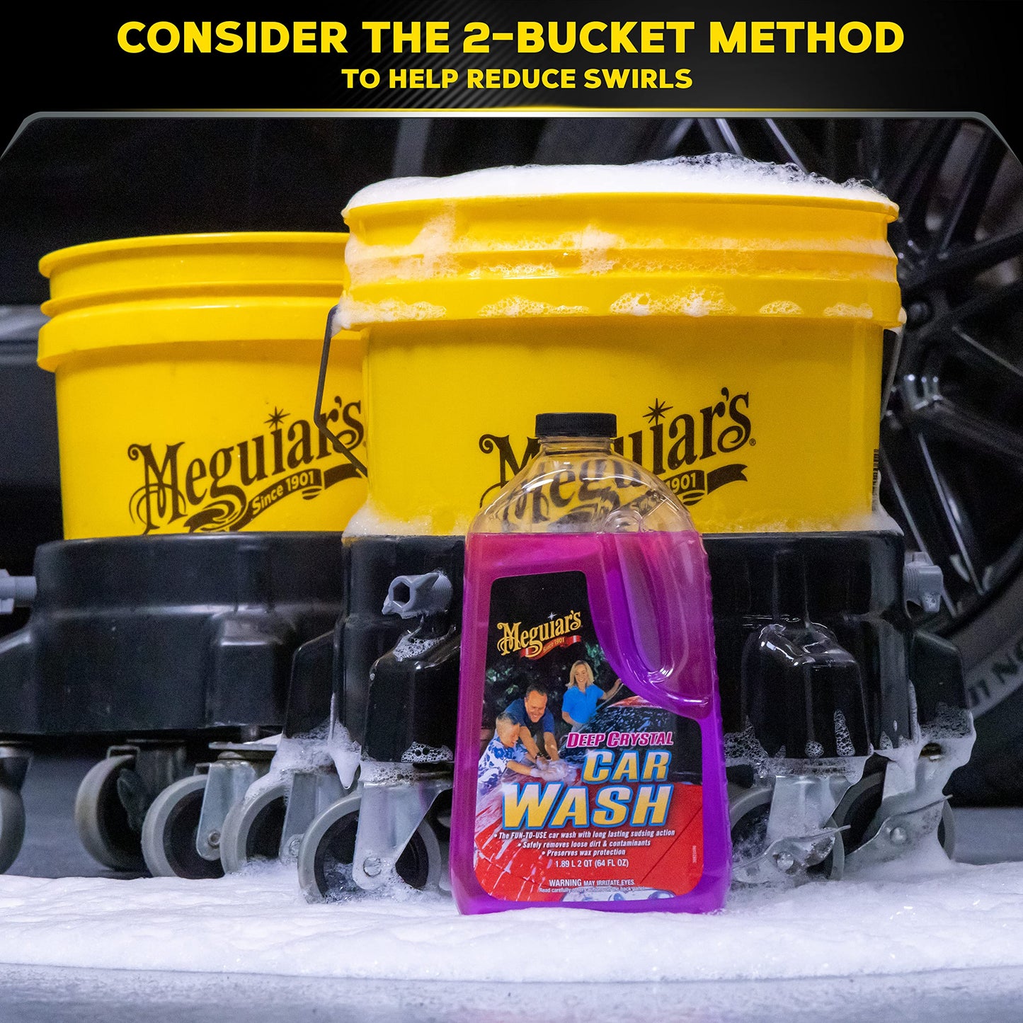 Meguiar's Deep Crystal Car Wash - Car-Wash Shampoo that Cleans Paint, Enhances Gloss, and Preserves Wax Protection, pH Balanced Car-Wash Soap with Excellent Foaming Action, 64 Oz (Pack of 2)