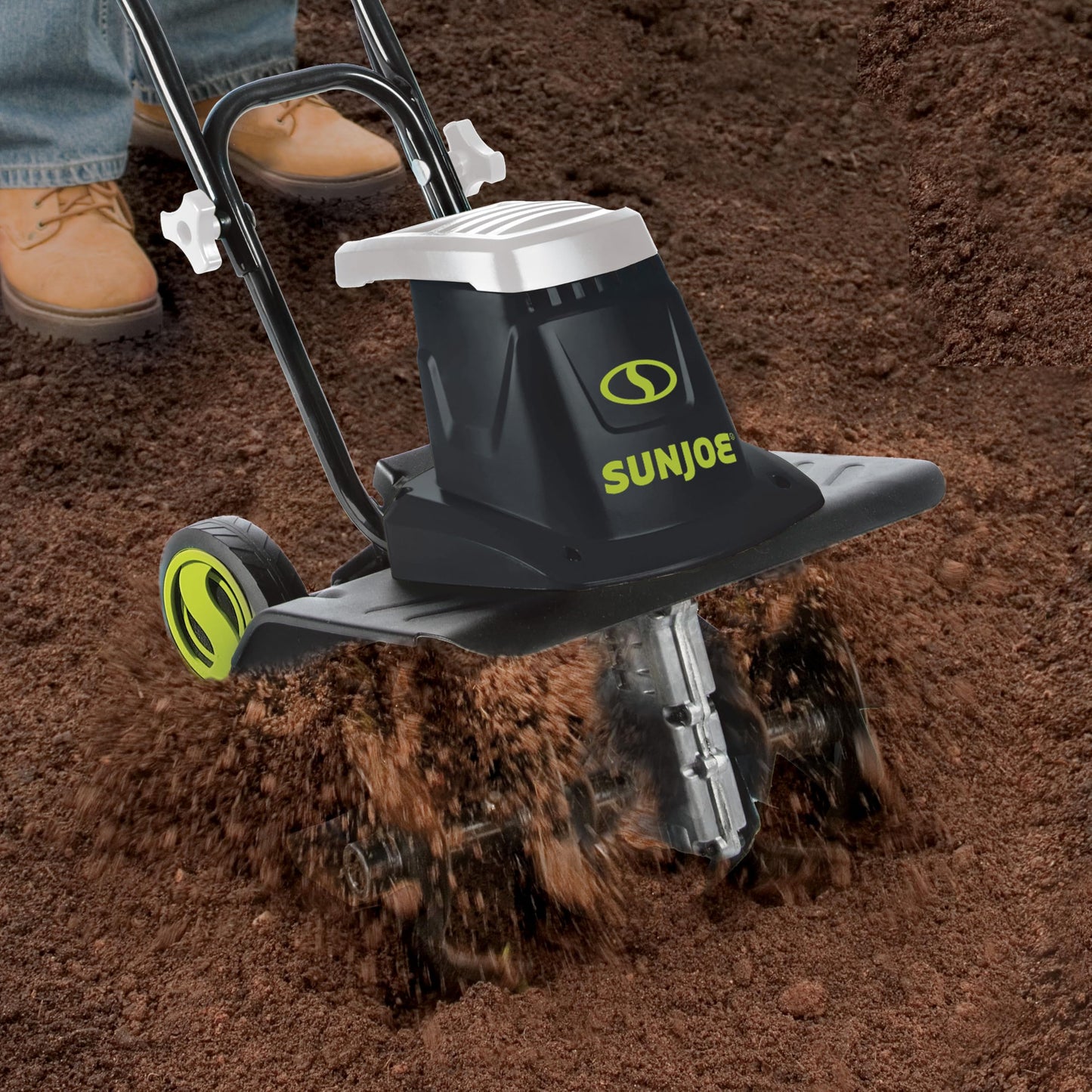 Sun Joe Corded Electric Garden Tiller & Cultivator with Steel Tines, 16", 13.5-Amp Motor - Heavy-Duty Tilling Machine for Lawn, Yard, and Gardening Care, TJ604E
