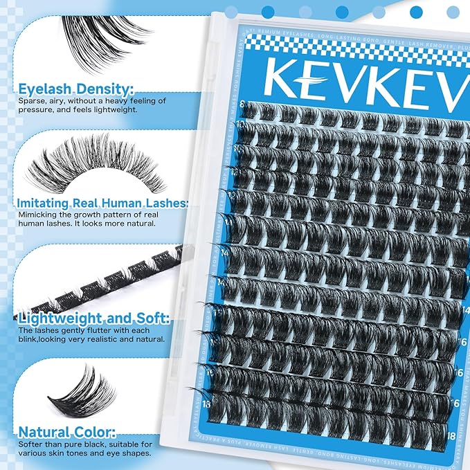 Lash Clusters 144 Pcs Cluster Lashes Eyelash Clusters DIY Cluster Eyelash Extensions Individual Lashes Thin Band & Soft(Morning,D-8-18mix)