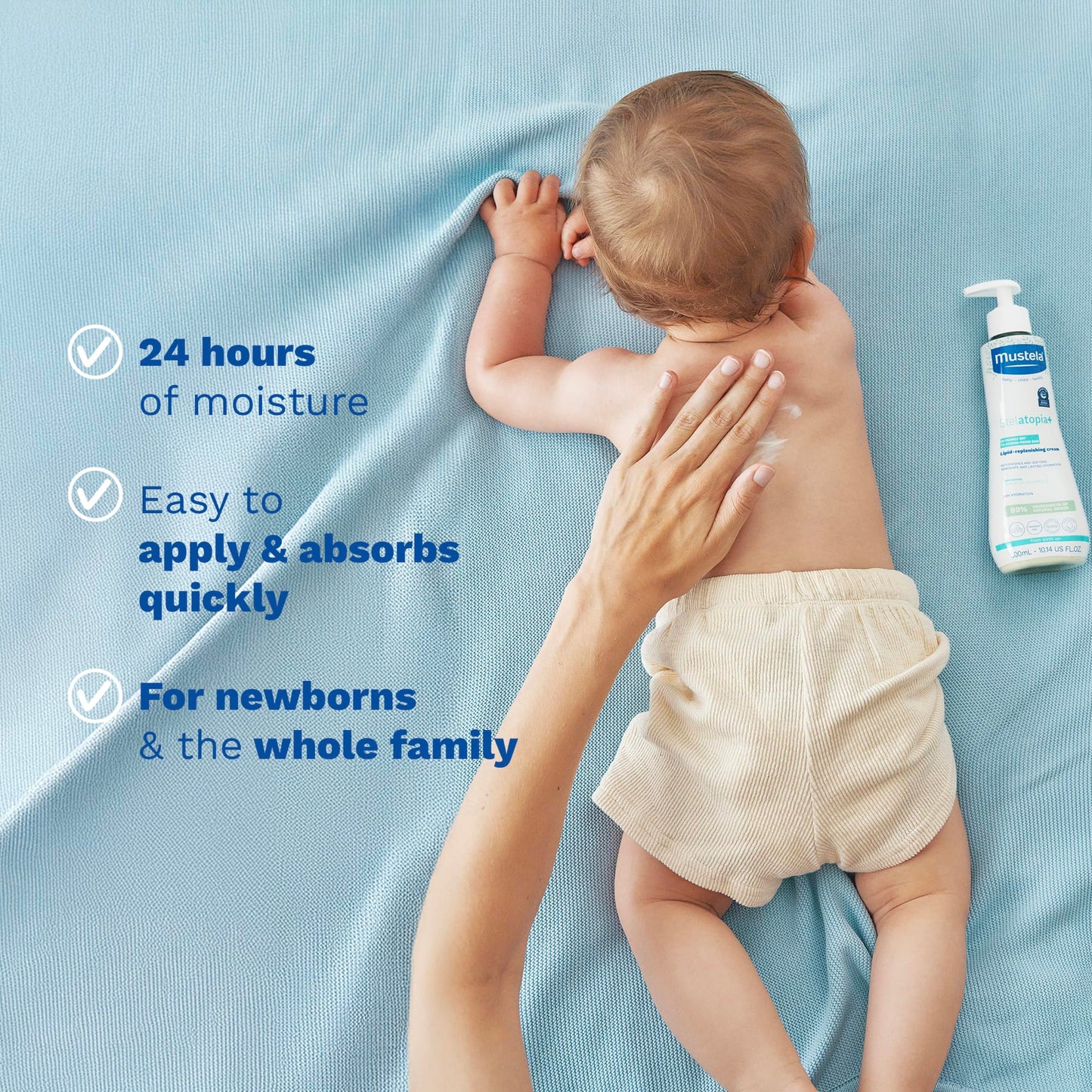 Mustela Stelatopia+ - Lipid-Replenishing Cream - Moisturizer for Eczema-Prone Skin - With Natural Sunflower Oil and Prebiotic - EWG Verified - For Babies, Kids & Adults - Fragrance Free -10.14 fl oz