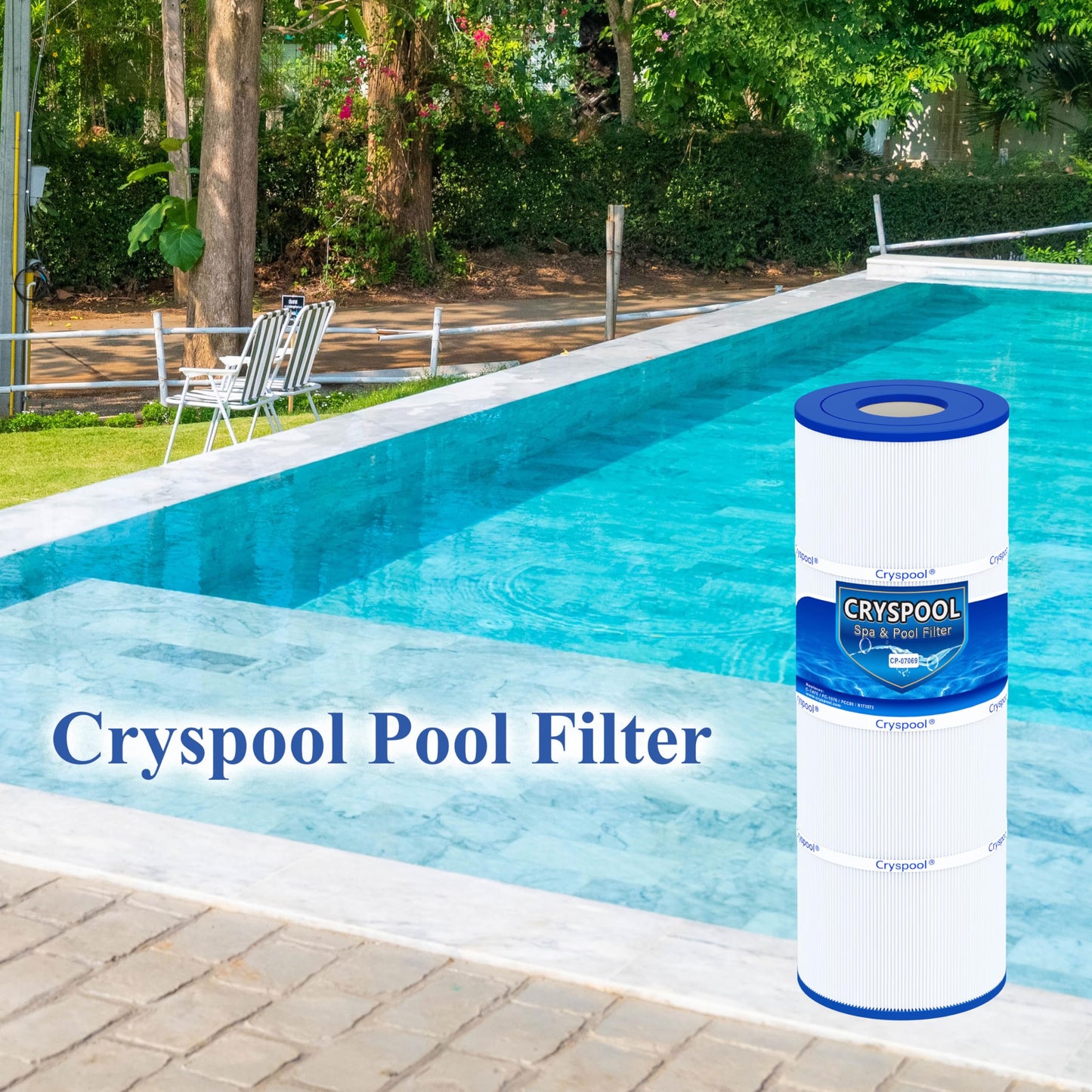Cryspool® 07069 Filter Compatible with Clean & Clear Plus 320, CCP320, PCC80-PAK4, R173573, 817-0081, C-7470, FC-1976, 4×80 Sq. Ft Pool Filter Cartridge, 4 Pack