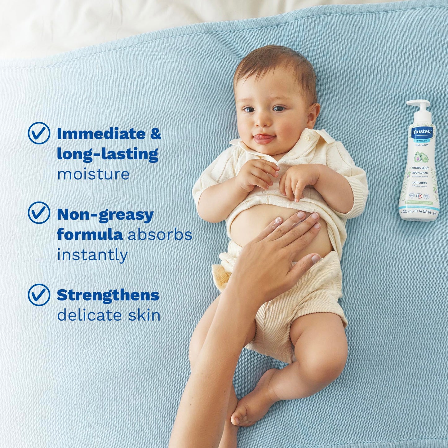 Mustela Hydra Bebe Body Lotion - Daily Moisturizing Baby Lotion with Natural Avocado, Jojoba & Sunflower Oil - 10.14 fl. oz.