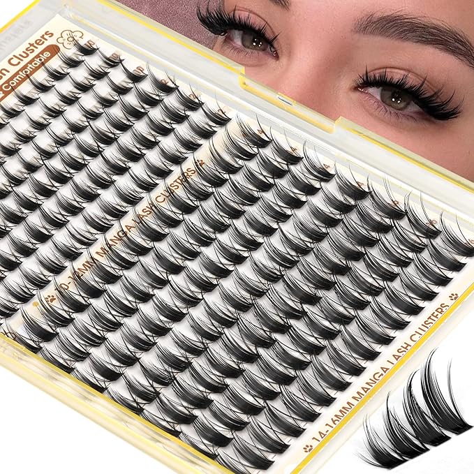 Manga Lash Clusters Fairy Eyelash Clusters Natural Cluster Eyelash Extensions Wispy 10-16mm Lashes Clusters C-Curly Anime Lashes 208pcs Spiky Eyelashes Clusters by Ruairie