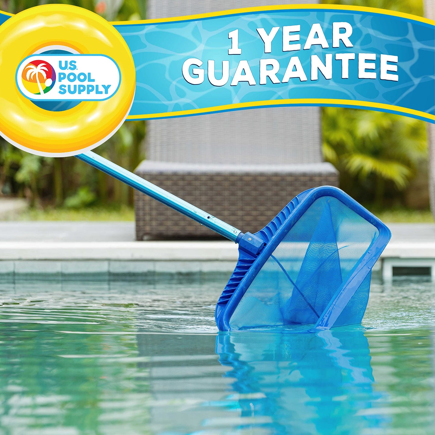 U.S. Pool Supply 12 Foot Swimming Pool Pole Telescopic - Aluminum Pool Skimmer Pole Net, Rake, Brush, Vacuum Head Handle, Attach Cleaning Equipment Accessories, Adjustable 3 Piece Expandable Extension