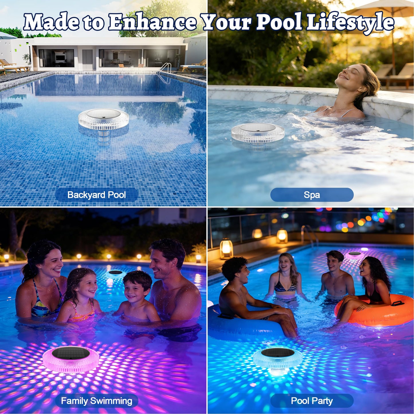 Solar Pool Ionizer Floating Lights: Copper Ionizer with LED Solar Powered Outdoor Waterproof Lighting RGB Color Changing Light with Remote Control for Above Ground Inground Swimming Pool Party Spa