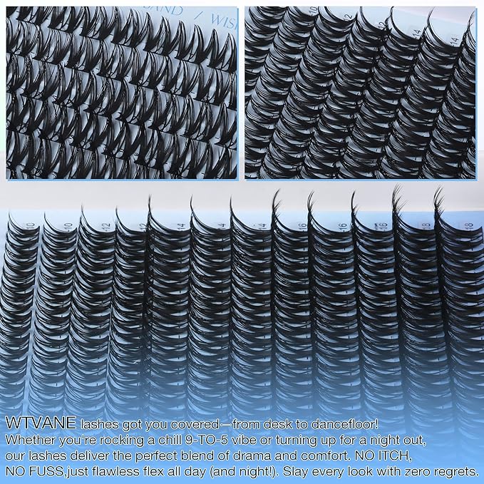 Flora Lash Clusters Kit Wispy Eyelash Clusters 10-18mm DIY Lash Extension Kit D-Curl Individual Lashes Eyelash Extension Kit with Thin Band Lashes Cluster Lash Bond and Seal Lash Tweezers by WTVANE
