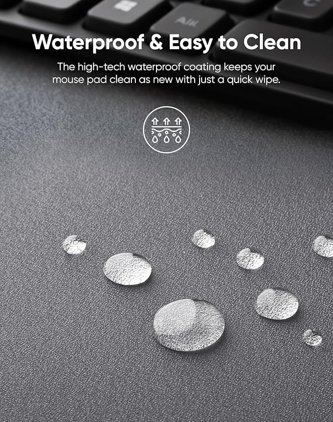 Waterproof Large Gaming Mouse Pad with Durable Stitched Edges, Non-Slip Rubber Base, Grainy Jacquard Mouse Mat Desk Pad for Home Office Gaming, 31.5''x11.8''x0.12'', Matte Gray