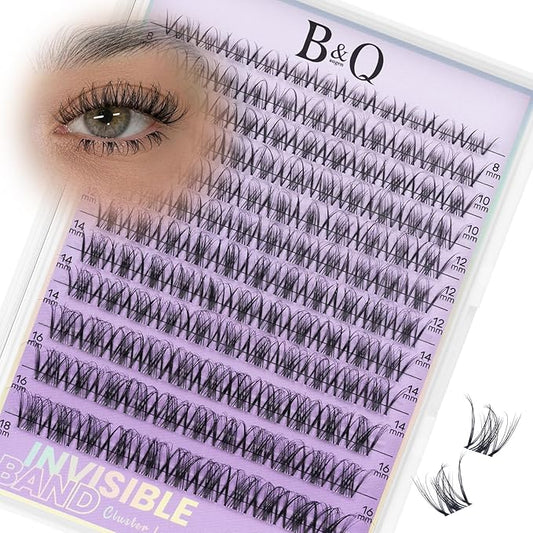 B&Q Spider Lash Clusters - DIY Eyelash Clusters at Home Natural Breeze Lash Extensions, 132pcs Individual Lashes with 0.3mm Invisible Band & Waterproof, Daily Gossip Girl Look Eyelashes(Spider 8-18mm)