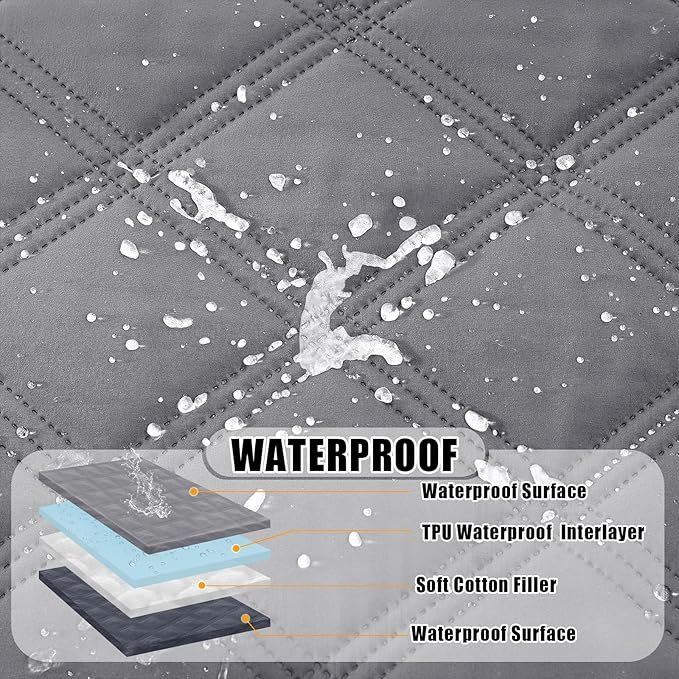 Smiry Waterproof Dog Bed Cover Blanket 82x120, Soft Reversible Pet Blanket, Washable Leakproof Cats Dogs Couch Cover for Sofa, Couch, Furniture, Grey/Dark Grey