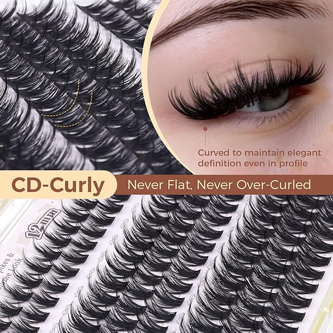 Lash Clusters with Spikes Wispy Eyelash Clusters Manga Fluffy Cluster Eyelash Extensions CD-curly Lash Extension Anime Cluster Lashes Volume Eye Lash Cluster by Newcally