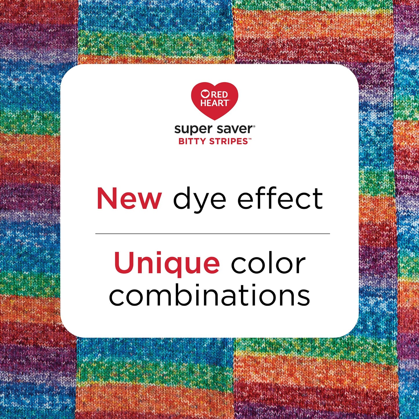 Red Heart Super Saver Bitty Stripes Unicorn Mane Yarn - 2 Pack of 283g/10oz - 100% Acrylic - #4 Worsted (Medium) - 515 Yards - Knitting/Crochet