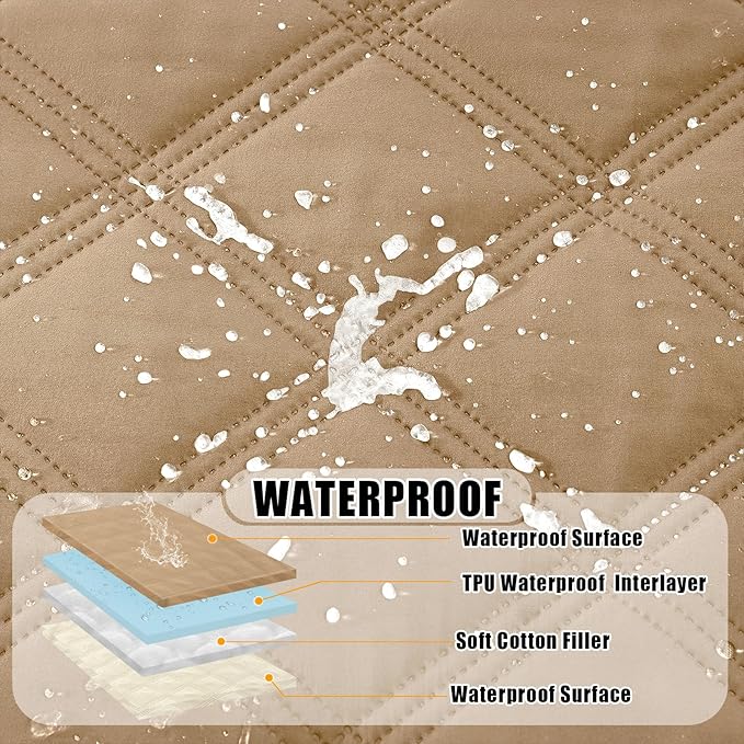 Smiry Waterproof Dog Bed Cover Blanket 30x70, Soft Reversible Pet Blanket, Washable Leakproof Cats Dogs Couch Cover for Sofa, Couch, Furniture, Camel/Beige