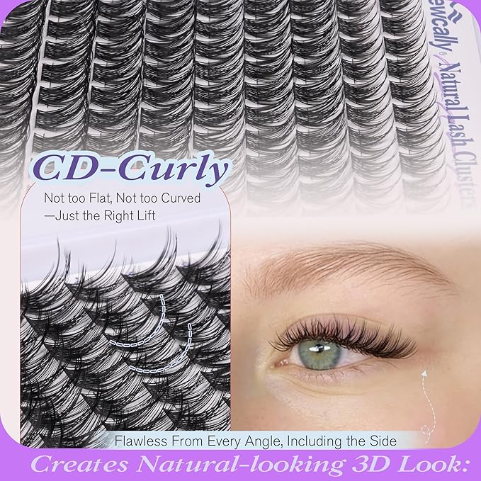 Eyelash Clusters Wispy Lash Clusters Natural Look Soft Individual Lashes 10-16MM Cluster Eyelash Extension CD Curly DIY Lash Extension at Home Easy Application by Newcally