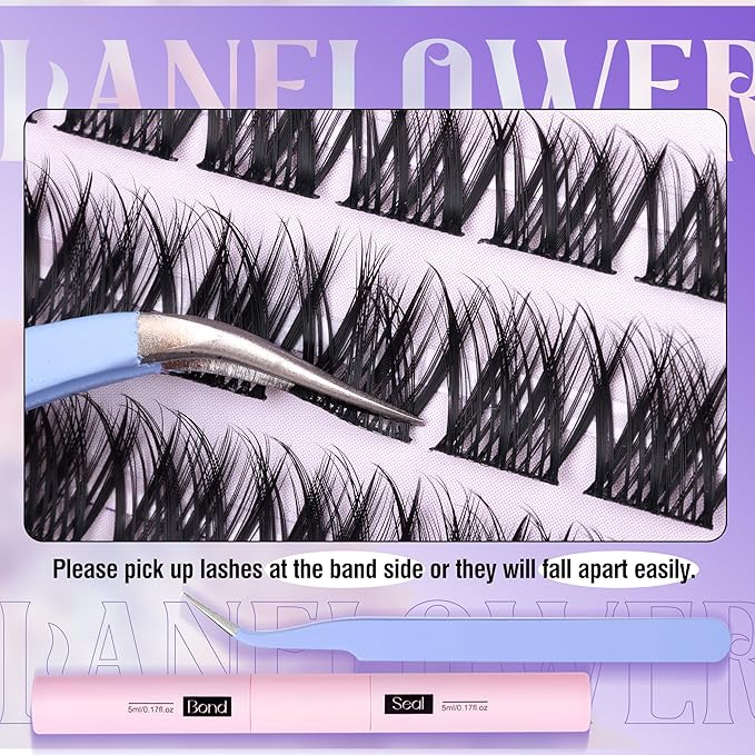 Lash Extension Kit Natural Lash Clusters Kit Waterproof Eyelash Extension Kit Wispy Lash Clusters C Curved Cluster Eyelash Extensions Kit 10-16 mm Individual Lashes by Lanflower