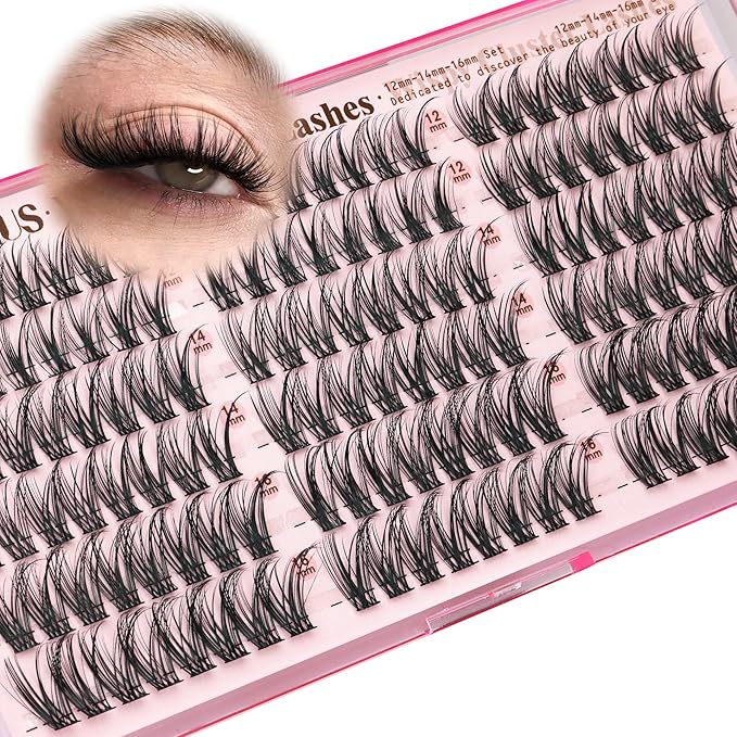 Goddvenus Wispy Natural Lash Clusters CC Curl DIY Cluster Eyelash Extensions for Clean Makeup, Individual False Eyelashes Cat Eye Lash Clusters