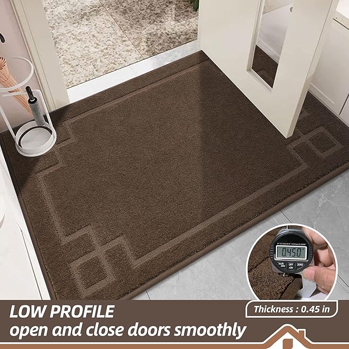 BEQHAUSE Door Mat 32" x 48", Non-Slip Door Mats Indoor Entryway Rugs Washable Low-Profile Absorbent and Stain Resist Floor Mats, Dog Door Mat for Front Back Door, Mud Wet Shoes & Paws, Brown