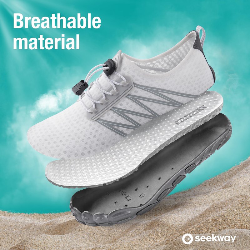 SEEKWAY Water Shoes Sports Quick-Dry Barefoot Aqua Beach Pool Lake Swim Boating Hiking Surfing Men Women 407-White SP001