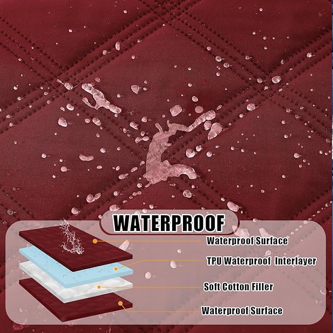 Smiry Waterproof Dog Bed Cover Blanket 30x53, Soft Reversible Pet Blanket, Washable Leakproof Cats Dogs Couch Cover for Sofa, Couch, Furniture, Wine Red/Wine Red