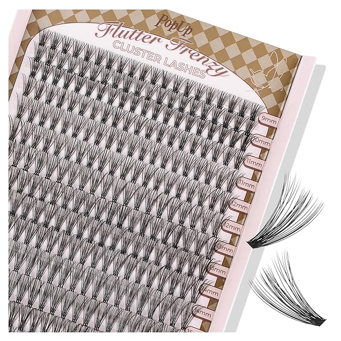 PopUp Cluster Lashes 168pcs Wispy Lash Clusters Soft D Curl Eyelash Clusters Russian Lashes Clusters DIY Eyelash Extensions at Home,Thin Bank 9-18mm MIX (30D)