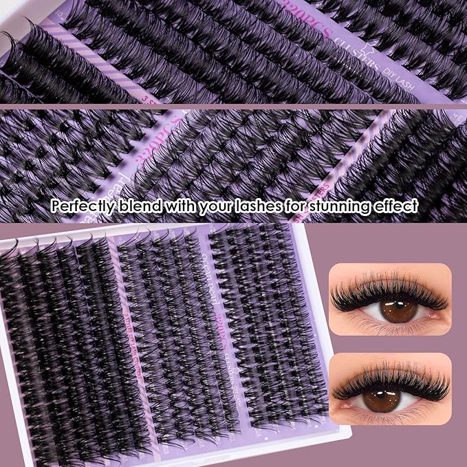 Ocean Pearl Lash Clusters 320PCS Thick Individual Lashes 11-20MM 40D 50D 100D DIY Lash Extension Soft Eyelashes Thick Volume Fake Lashes Cluster Eyelash Extensions For Beginners-40+50+100D