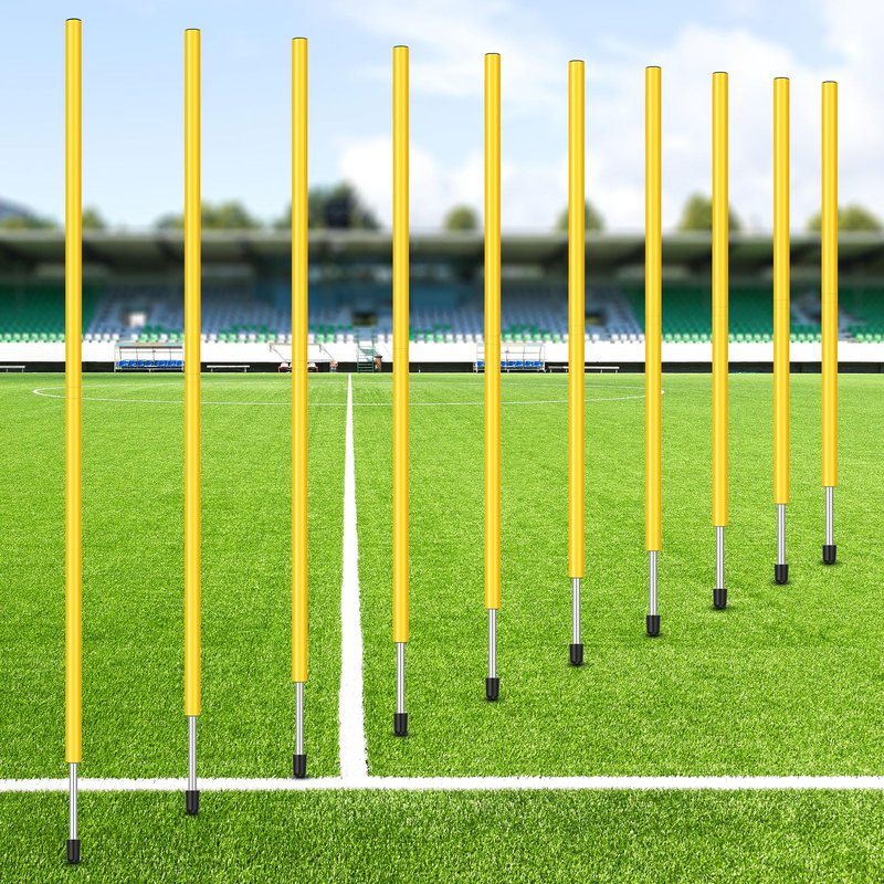 Blulu 10 Pcs 5/10/30pcs Training Agility Poles 5ft Adjustable Soccer Training Poles Soccer Sticks Agility Equipment for Football Sport Football Speed (Yellow)
