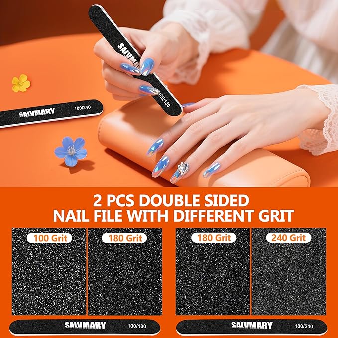 Nail Files and Buffers Set, 100/180 & 180/240 Grit Double Sided Emery Boards Nail File and Nail Buffer Blocks for Nails Manicure Tools Kit 4Pcs