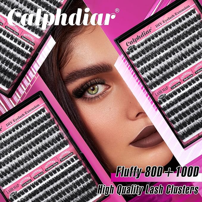 Calphdiar Lash Clusters 80D+100D Thick Eyelash Clusters D-curly Cluster EyelashÃ¢ÂÂExtensions Russian Cluster Lashes Wispy Lashes Clusters 234pcs False Mink Eyelashes 10-18mm DIY Lash Extension
