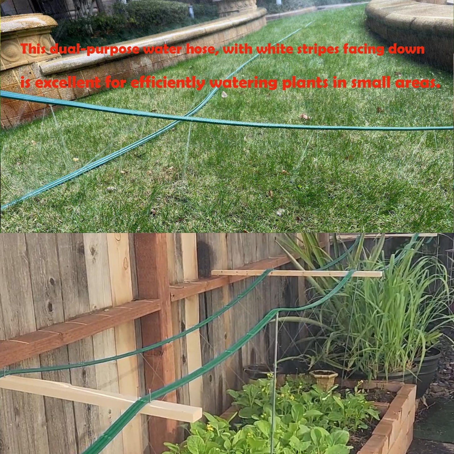 Watoo 2026 Sprinkler Hose & Soaker Hose for Yard - 25 FT Reinforced Flat Garden Hose with Holes, Heavy Duty No-Kink Lawn Irrigation Hose (Includes Stakes, High Pressure Spray)