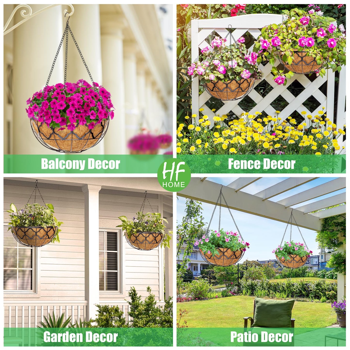 HFHOME 2PCS 20" Round Coco Liner Coco Replacement Liner Basket Window Box
