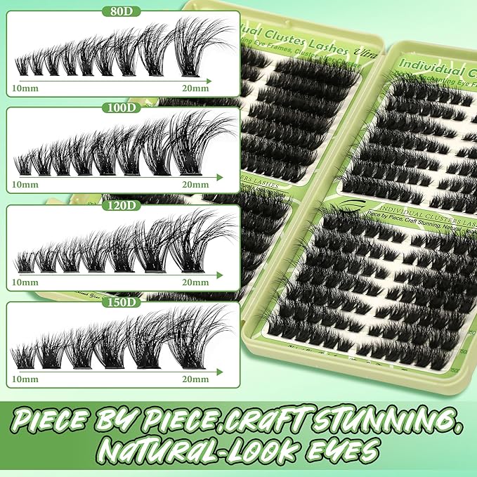 Cat Eye Wispy Lash Clusters Kit 420Pcs DIY Individual Lashes Clusters Lash Bond and Seal Lash Tweezers