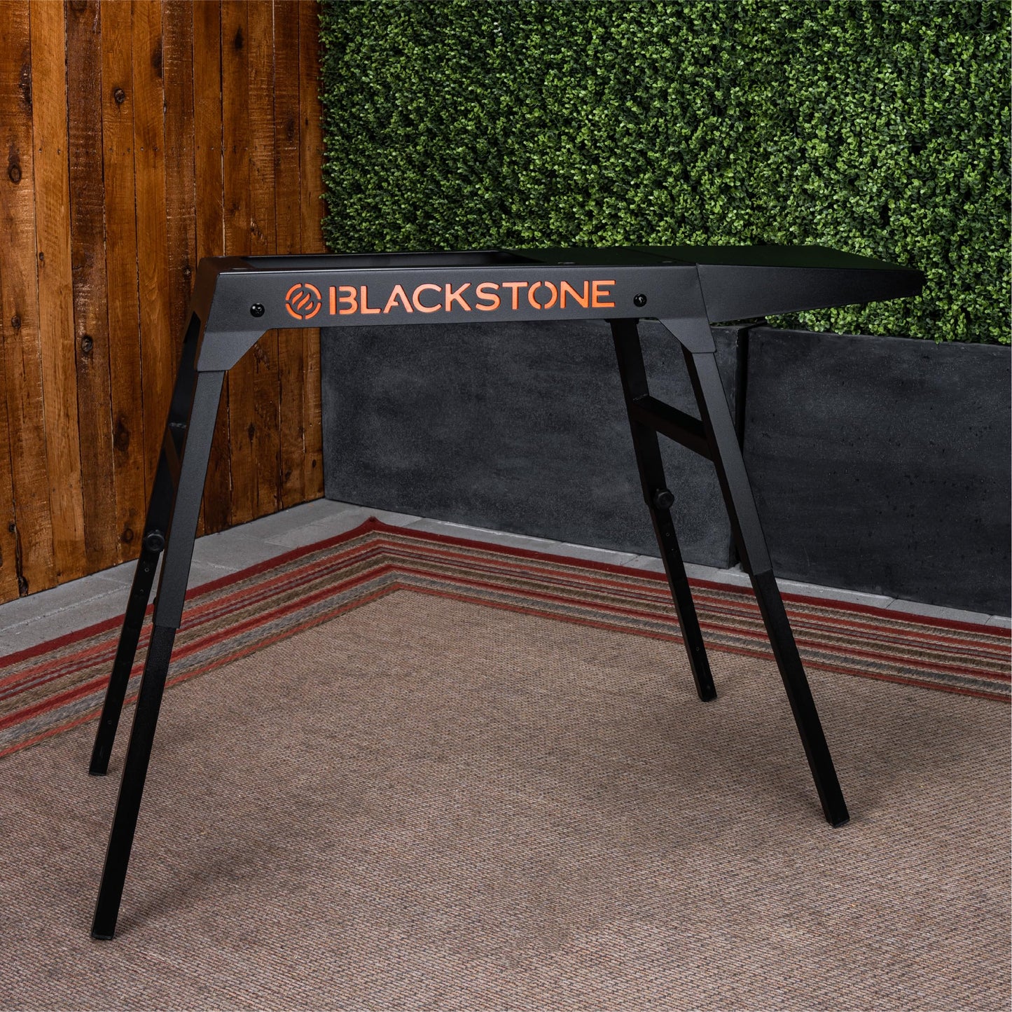 BLACKSTONE 5013 Collapsible 17” and 22” Tabletop Griddle Stand with Adjustable Legs and a Removable Side Shelf, Powder Coated Steel, Black