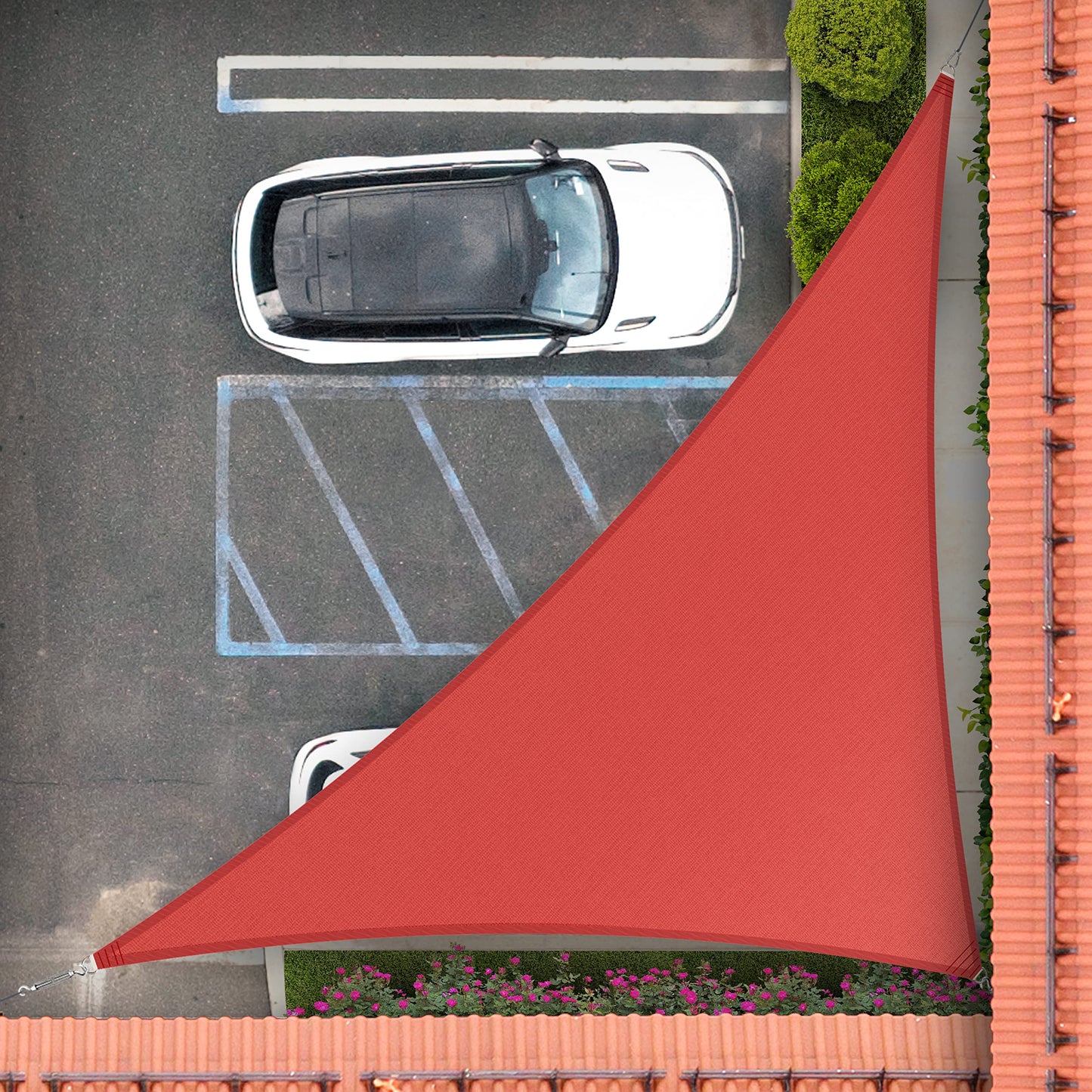 Royal Shade Right Triangle 12' x 16' x 20' Red Custom Size Order to Make Sun Shade Sail RS-SLT Canopy Mesh UV Block Triangle - Commercial Standard Heavy Duty - 200GSM - 3 Years Warranty