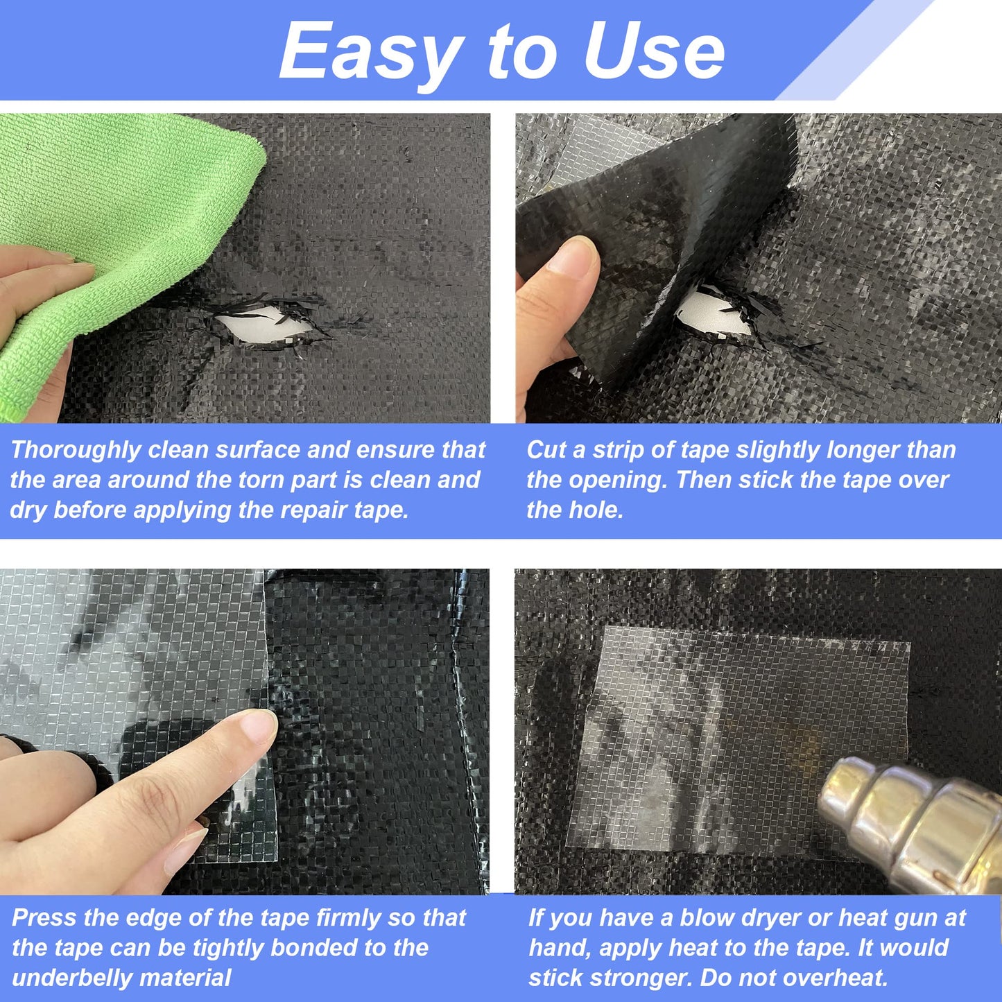 PlusRoc RV Underbelly Material RV Underbelly Tape Waterproof Flex Belly Tape with Permanent Sealing Adhesive for Mobile Home, Camper Travel Trailer, Tear Repair Patch(6'' x 20')